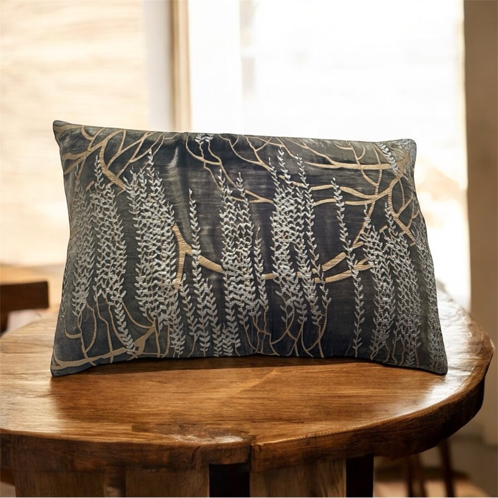 Kevin O'Brien Metallic Willow Coyote Velvet Accent Pillow
